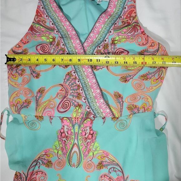 Sandra Darren Women's Sleeveless V-Neck Faux Wrap Chiffon Dress sz 10 - Picture 11 of 15